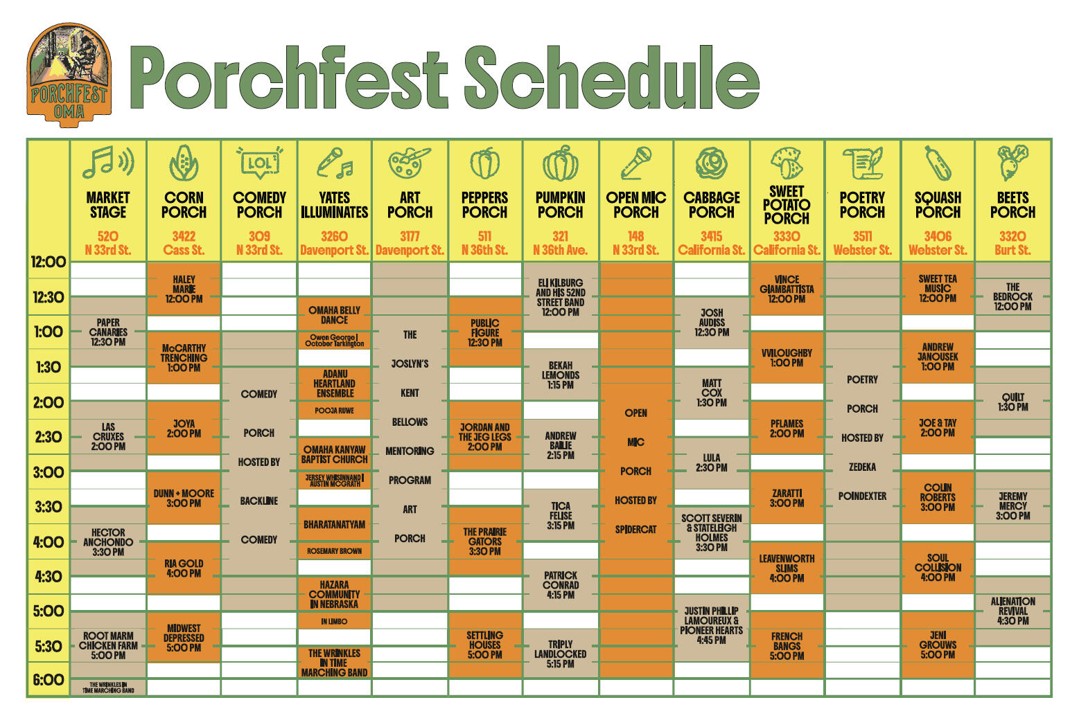 Porchfest 2026 lineup